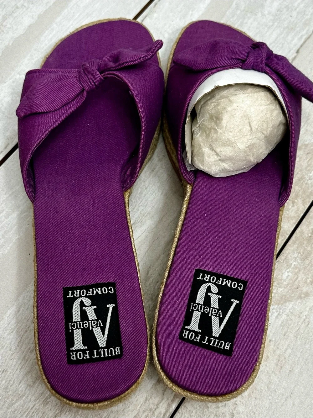 Aj Valenci Purple Knot Espadrille Wedge Slide Resort Vacation Vibrant Summer 9.5